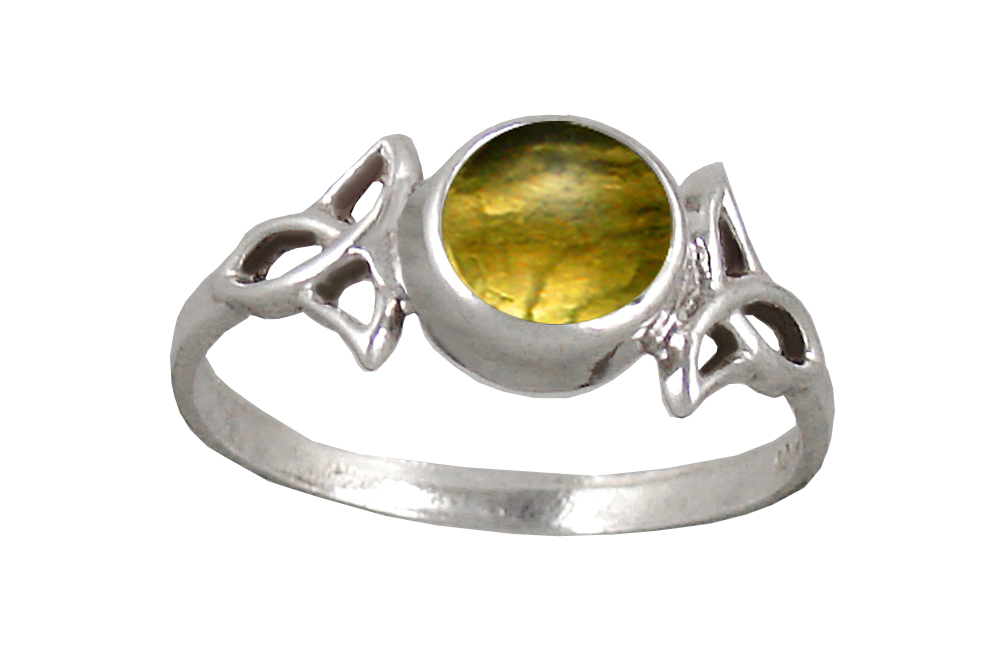 Sterling Silver Celtic Knotwork Ring With Citrine Size 5